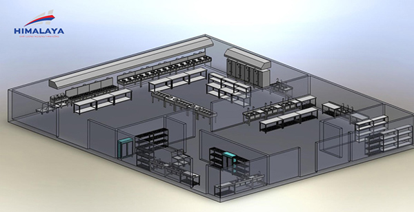 Bản vẽ 3d thi công bếp ăn công nghiệp khu công nghiệp